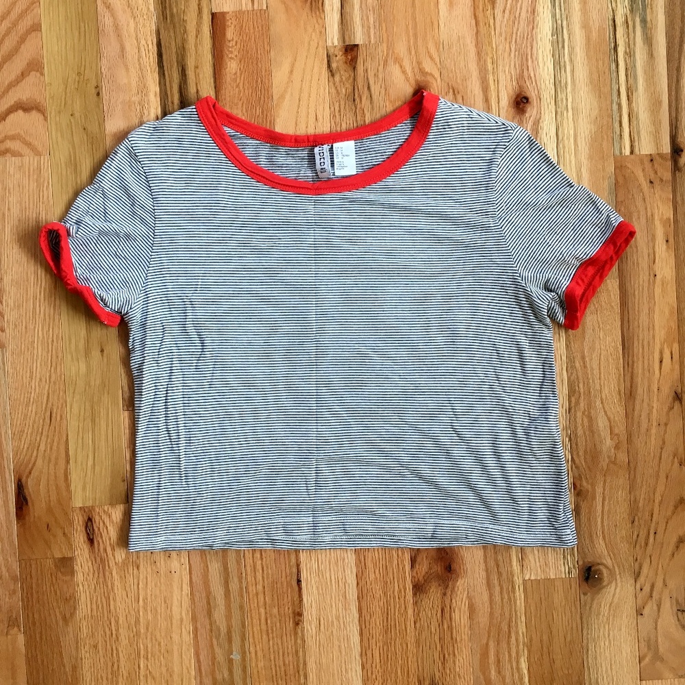 Cropped Microstripe Tee